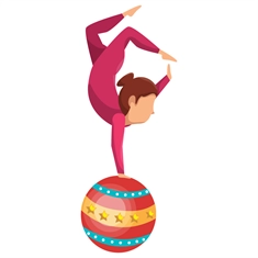 Carnival Circus Theme Acrobat Balance Ball Transparent Sticker